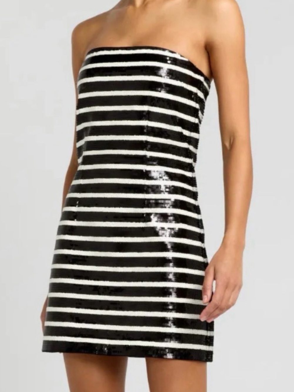 Veronica beard cala dress size 6 Strapless Black and White Sequin Stripe Mini